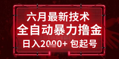 六月最新技术全自动暴力撸金，稳定日入2k+包起号，长期稳定【揭秘】