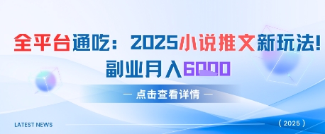 全平台通吃：2025小说推文新玩法，副业月入6k