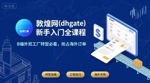 敦煌网(dhgate)新手入门全课程，B端外贸工厂转型必看，抢占海外订单