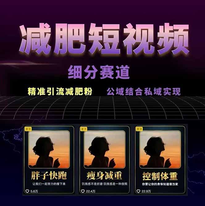 （15788期）减肥短视频赛道运营课：素材准备-视频制作-引流变现全流程 (附素材)-中创网_分享中创网创业资讯_最新网络项目资源