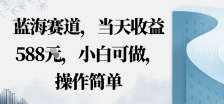 蓝海赛道，当天收益多张，小白可做，操作简单