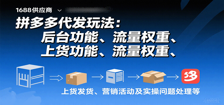 拼多多代发玩法：后台功能、流量权重、上货发货、营销活动及实操问题处理等