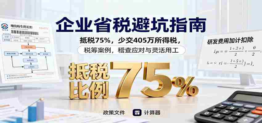 企业省税避坑指南：抵税75%，少交405万所得税，税筹案例，稽查应对与灵活用工