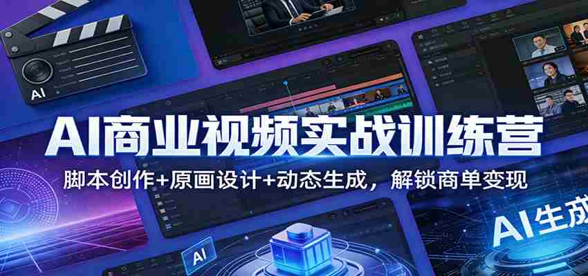 AI商业视频实战训练营：脚本创作+原画设计+动态生成，解锁商单变现