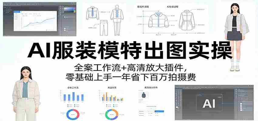 AI服装模特出图实操：全案工作流+ 高清放大插件，零基础上手一年省下百万拍摄费