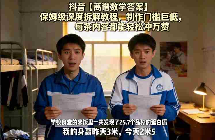 2gyfxsf5jdw.jpg 抖音【离谱数学答案】保姆级深度拆解教程,制作门槛巨低,每条内容都能轻松冲万赞,附详细步骤