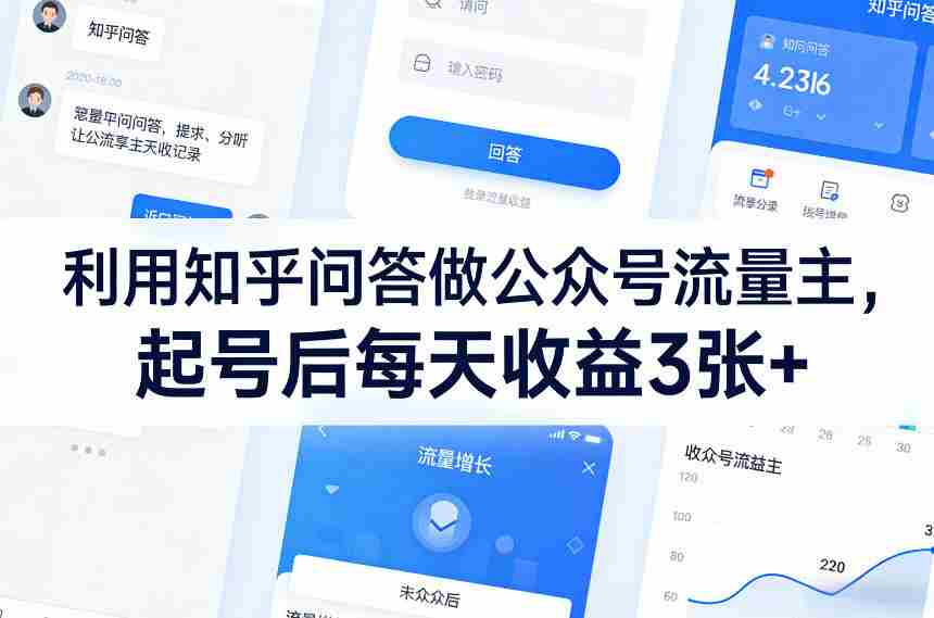 利用知乎问答做公众号流量主，起号后每天收益3张+