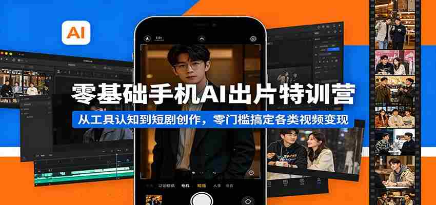 零基础手机AI出片特训营：从工具认知到短剧创作，零门槛搞定各类视频变现