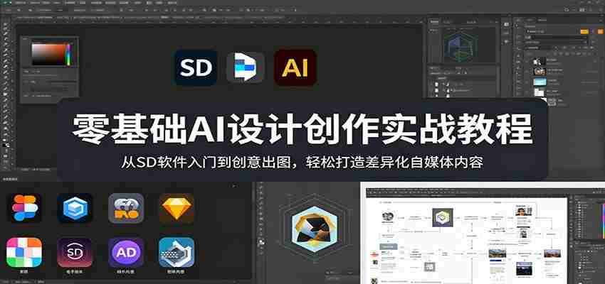 零基础AI设计创作实战教程：从SD软件入门到创意出图，轻松打造差异化自媒体内容