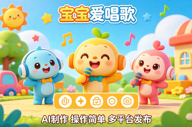 5klcm1kvxly.jpg AI制作儿歌动画短视频,可多平台发布,操作简单好上手