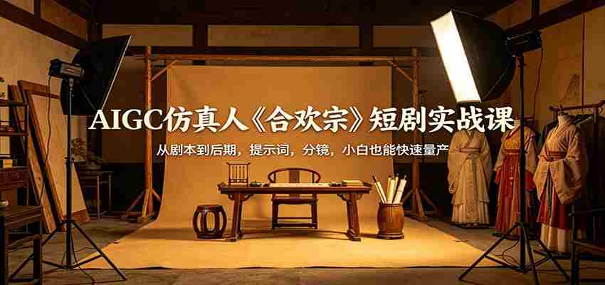 AIGC仿真人《合欢宗》短剧实战课：从剧本到后期，提示词，分镜，小白也能快速量产