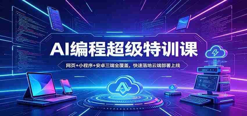 AI编程超级特训课：网页+小程序+安卓三端全覆盖，快速落地云端部署上线