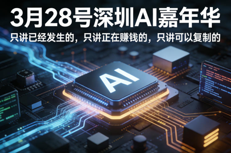 ejn10xdn20f.jpg 3月28号深圳AI嘉年华,只讲已经发生的,只讲正在賺钱的,只讲可以复制的