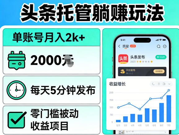 iyz10o4dovi.jpg 头条托管躺賺玩法,单账号月入2k+,每天5分钟发布即可,零门槛被动收益项目【揭秘】