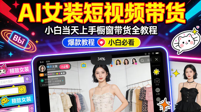 kx5oazqzmam.jpg AI女装短视频橱窗带货:小白零门槛当天上手,高佣金爆款轻松賺!