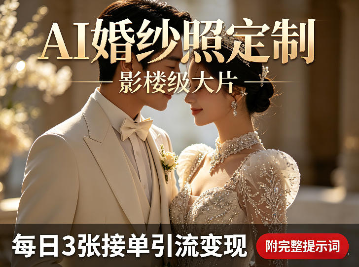 per04jhwqre.jpg AI婚纱照定制影楼级大片,每日3张接单引流变现,轻松实现副业增收(附完整提示词)