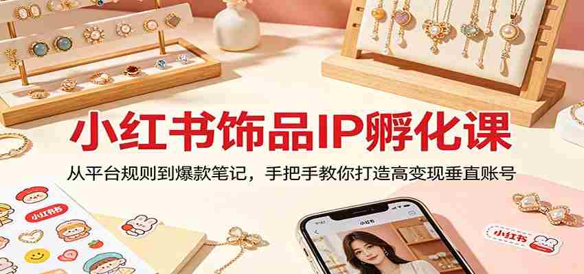 小红书饰品IP孵化课：从平台规则到爆款笔记，手把手教你打造高变现垂直账号