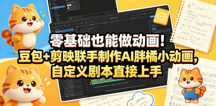 2ayjpwescdp.jpg 零基础也能做动画!豆包+剪映联手制作AI胖橘小动画,自定义剧本直接上手