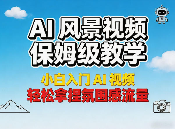 4f3qm1wqudi.jpg AI风景视频保姆级教学,小白入门AI视频,轻松拿捏氛围感流量