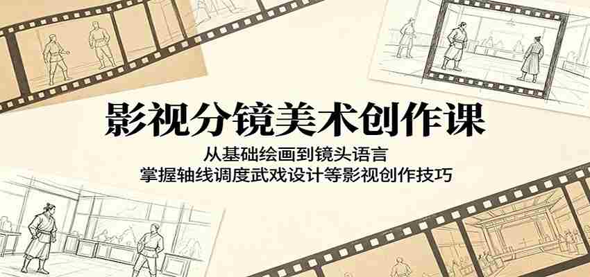 5q45uvrhzir.jpg 影视分镜美术创作课:从基础绘画到镜头语言,掌握轴线调度武戏设计等影视创作技巧