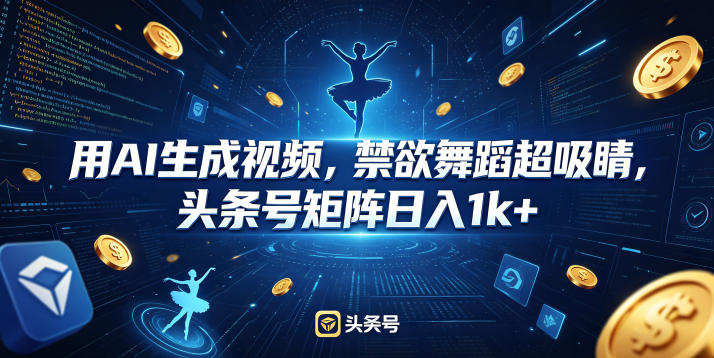 d51phjlokdp.jpg 用AI生成视频,禁欲舞蹈超吸睛,头条号矩阵日入1k+