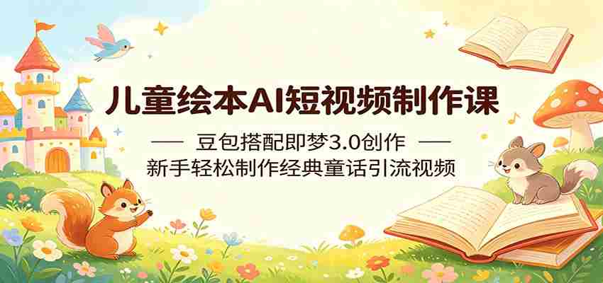 knqxoqvh4k0.jpg 儿童绘本AI短视频制作课:豆包搭配即梦3.0创作,新手轻松制作经典童话引流视频
