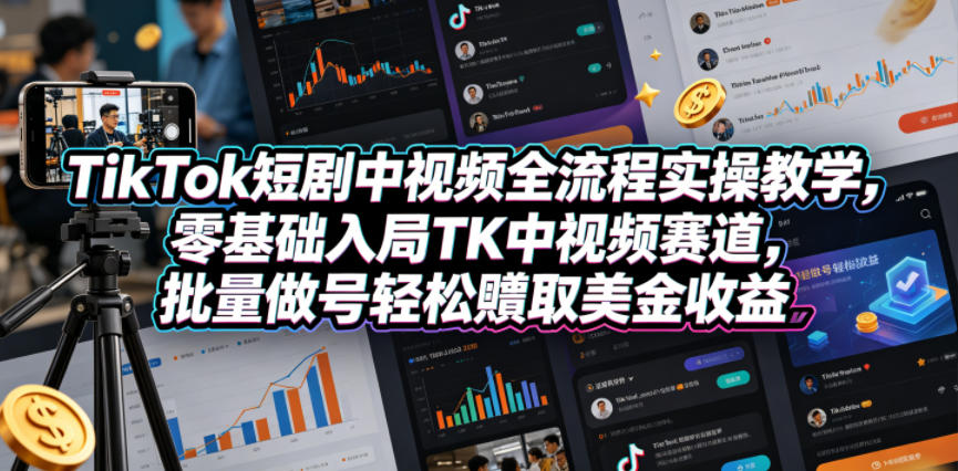 lkmix4nunyv.jpg TikTok短剧中视频全流程实操教学,零基础入局TK中视频赛道,批量做号轻松賺取美金收益
