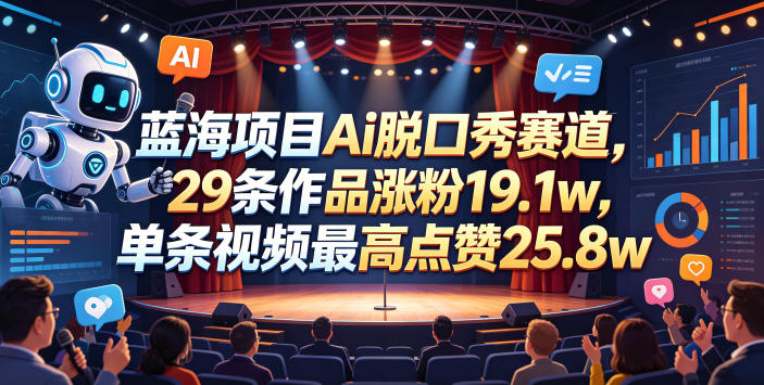 r13wyzpeula.jpg 蓝海项目Ai脱口秀赛道,29条作品涨粉19.1w,单条视频最高点赞25.8w【详细教学】
