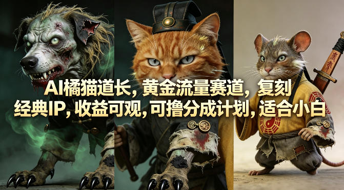 uvg5zs0d0cd.jpg AI橘猫道长,黄金流量赛道,复刻经典IP,收益可观,可撸分成计划,适合小白