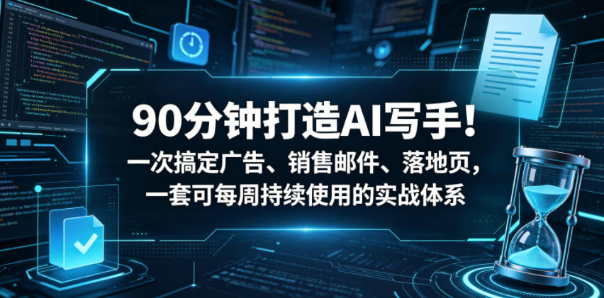 ve03uif3nkq.jpg 90分钟打造AI写手!一次搞定广告、销售邮件、落地页,一套可每周持续使用的实战体系【原创双语字幕】