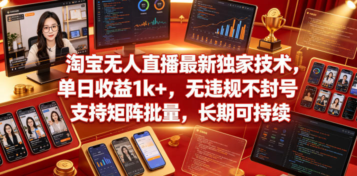 y2hzkhqqroe.jpg 淘宝无人直播最新独家技术,单日收益1k+,无违规不封号,支持矩阵批量,长期可持续【揭秘】