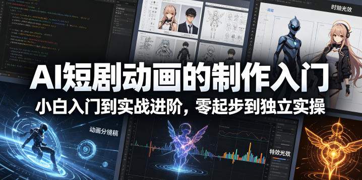 ys54dfkwajt.jpg AI短剧动画的制作入门,小白入门到实战进阶,零起步到独立实操
