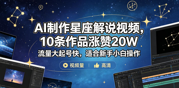 datlz1v44dc.jpg AI制作星座解说视频,10条作品涨赞20W,流量大起号快,适合新手小白操作
