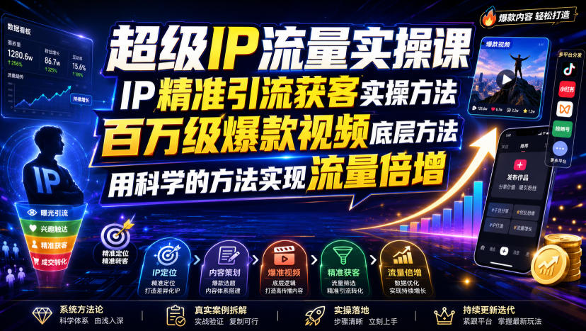 1rbevtnnobm.jpg 超级IP流量实操课,IP精准引流获客实操方法,百万级爆款视频底层方法,用科学的方法实现流量倍增