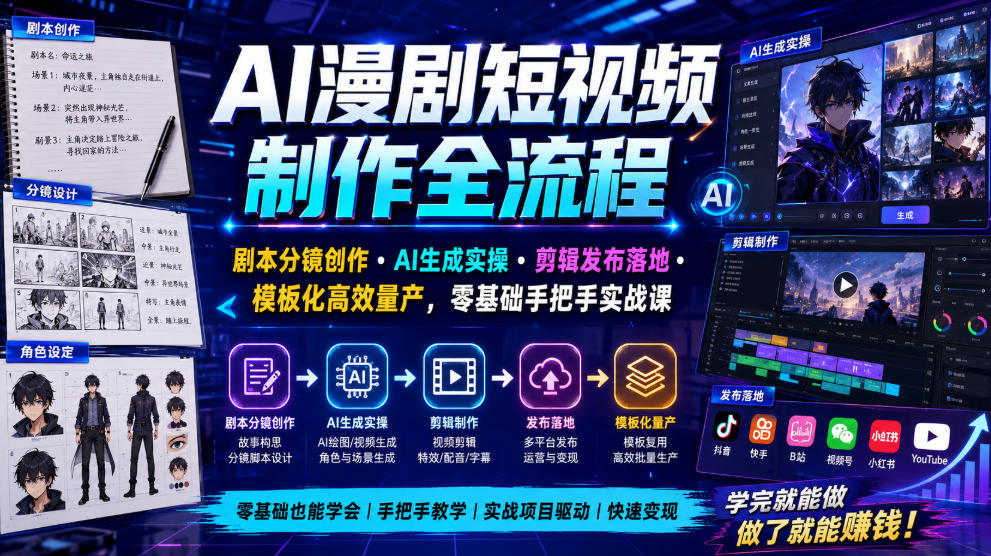 1xxy0jpj5sk.jpg AI漫剧短视频制作全流程|剧本分镜创作・AI生成实操・剪辑发布落地・模板化高效量产,零基础手把手实战课