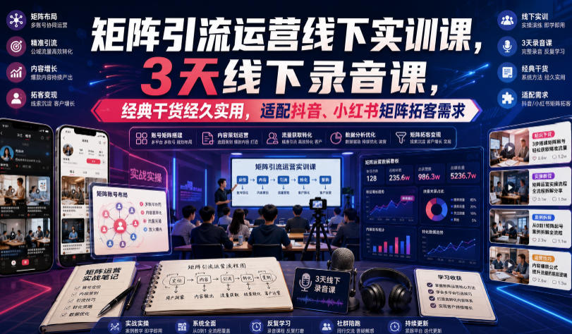 4jpubuumgm1.jpg 嗨推矩阵引流运营线下实训课,3天线下录音课,经典干货经久实用,适配抖音、小红书矩阵拓客需求