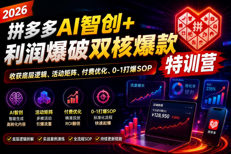 t5xiy2iwkhh.jpg 2026拼多多AI智创+利润爆破双核爆款特训营,收获底层逻辑、活动矩阵、付费优化、0-1打爆SOP