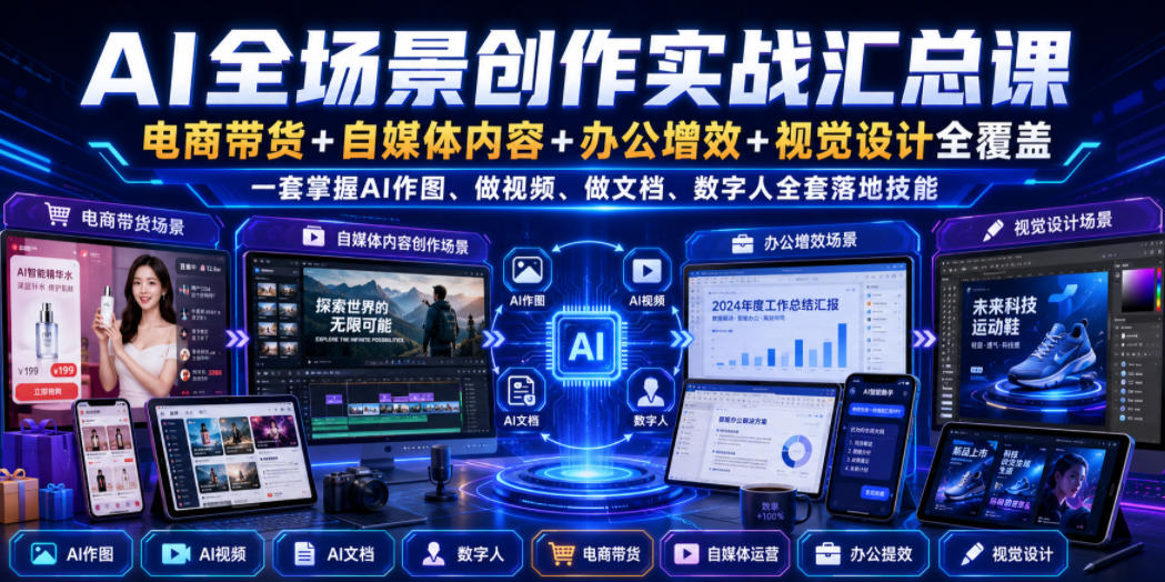 10nieumhrgh.jpg AI全场景创作实战汇总课|电商带货+自媒体内容+办公增效+视觉设计全覆盖,一套掌握AI作图、做视频、做文档、数字人全套落地技能
