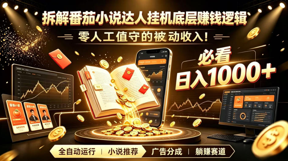 epyy1r1nuhr.jpg 零人工值守的被动收入!拆解番茄小说达人挂G底层賺钱逻辑,日入1000+,全程傻瓜式落地【揭秘】