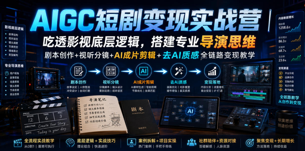 l1nh433layt.jpg AIGC短剧变现实战营|吃透影视底层逻辑,搭建专业导演思维,剧本创作+视听分镜+AI成片剪辑+去AI质感全链路变现教学