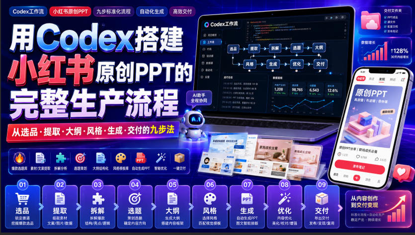 m4qs10aajq5.jpg 用Codex搭建小红书原创PPT的完整生产流程,从选品·提取·大纲·风格·生成·交付的九步法