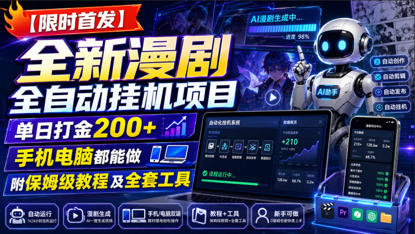 pfmlcroaox5.jpg 【限时首发】全新漫剧全自动挂G项目,单日打金200+,手机电脑都能做,附保姆级教程及全套工具【揭秘】