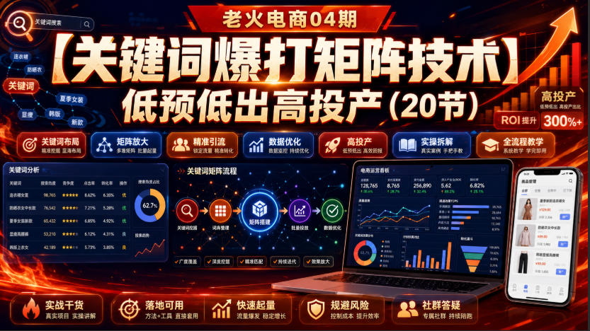 ulffpomv14t.jpg 老火电商04期:【关键词爆打矩阵技术】低预低出高投产(20节)