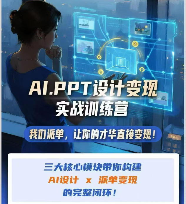 wlyrkzecftj.jpg AI+PPT设计变现实战训练营,我们派单,让你的才华直接变现,三大核心模块带你构建Al设计x派单变现的完整闭环